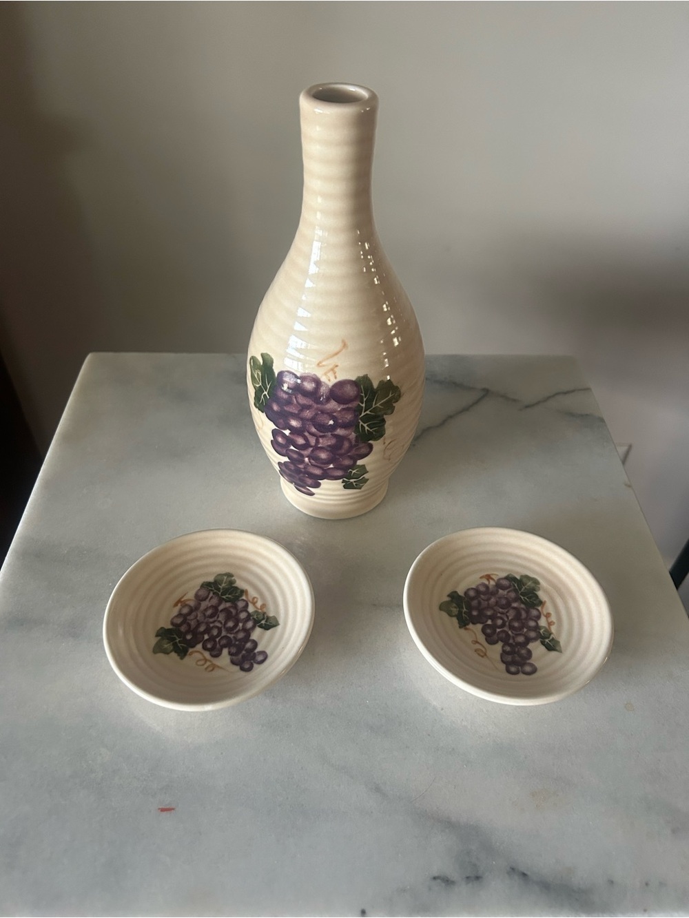 Ceramic Dipping Dish with Purple Grape Motif